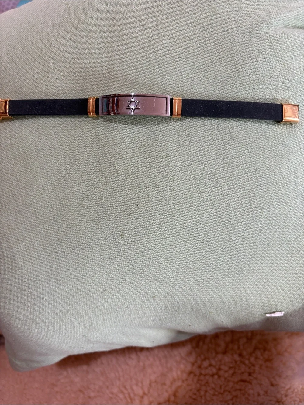 Imported-Israel-stainless steel and Silicone Bracelet with Silver Star of David